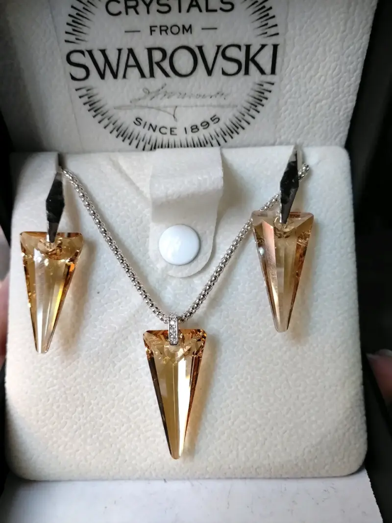 Set de joyería Swarovski con cristales ámbar 23 mm