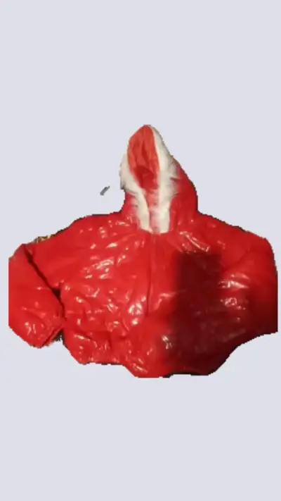 Chaqueta de invierno roja con capucha - miniatura 1