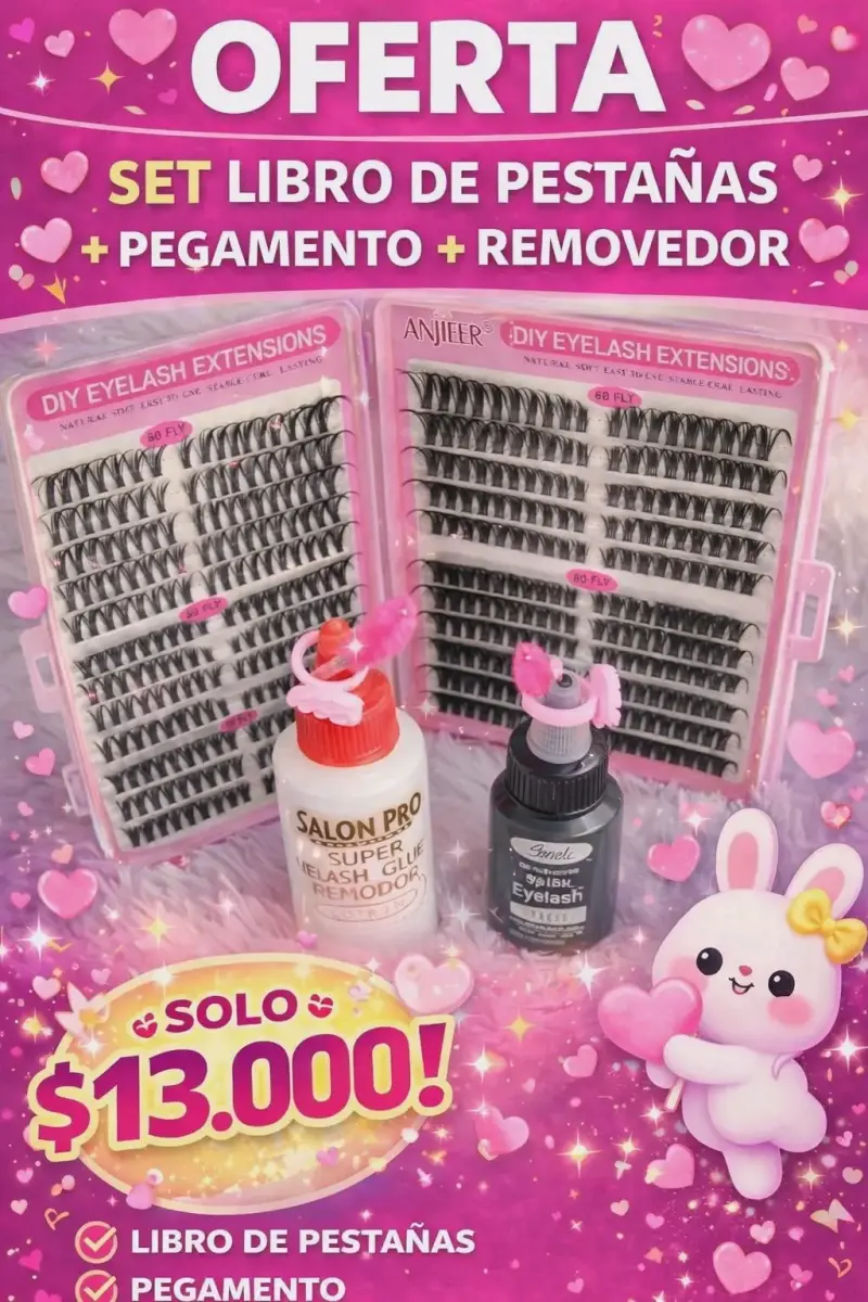 Set de pestañas con pegamento y remo