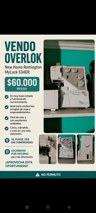Máquina Overlock Remington MyLock 534DR usada - miniatura 1