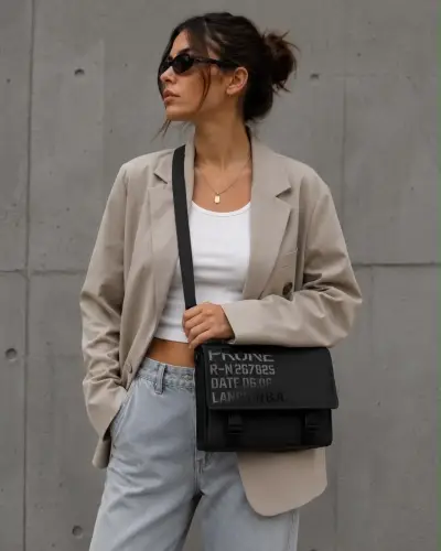 Bandolera negra Prune con diseño moderno - miniatura 4