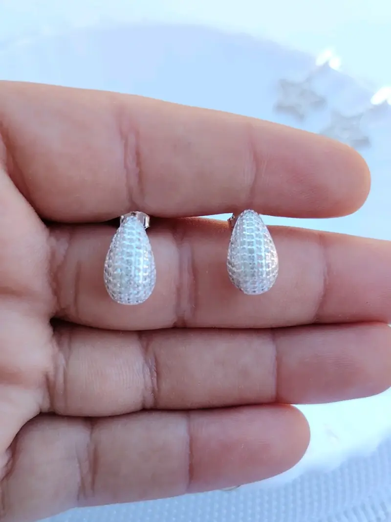 Aros de plata con incrustaciones brillantes 💎 - 2