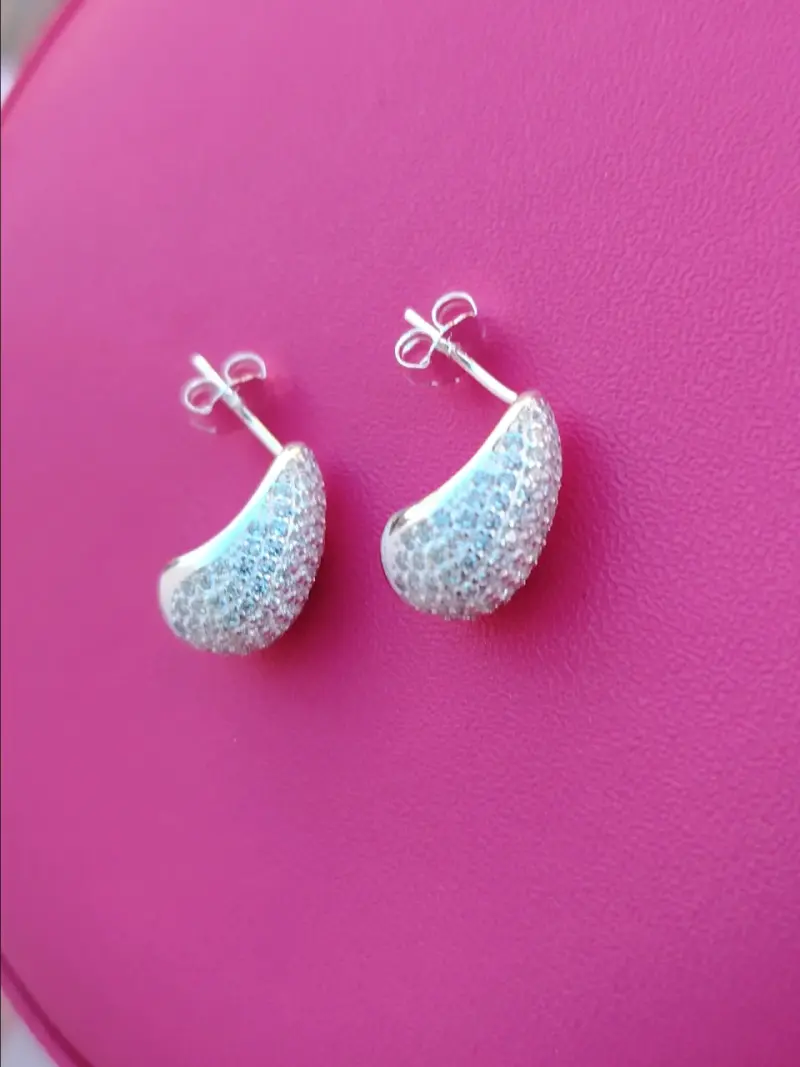 Aros de plata con incrustaciones brillantes 💎 - 3