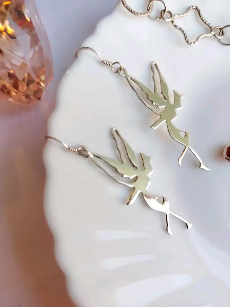 Aros colgantes de hada en plata 925 💎 - 1