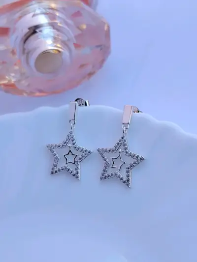 Aros de plata 925 diseño de estrella - miniatura 1