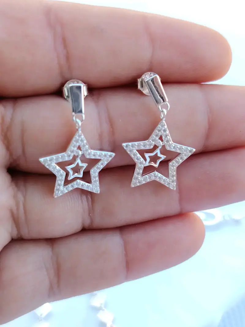 Aros de plata 925 diseño de estrella - 2