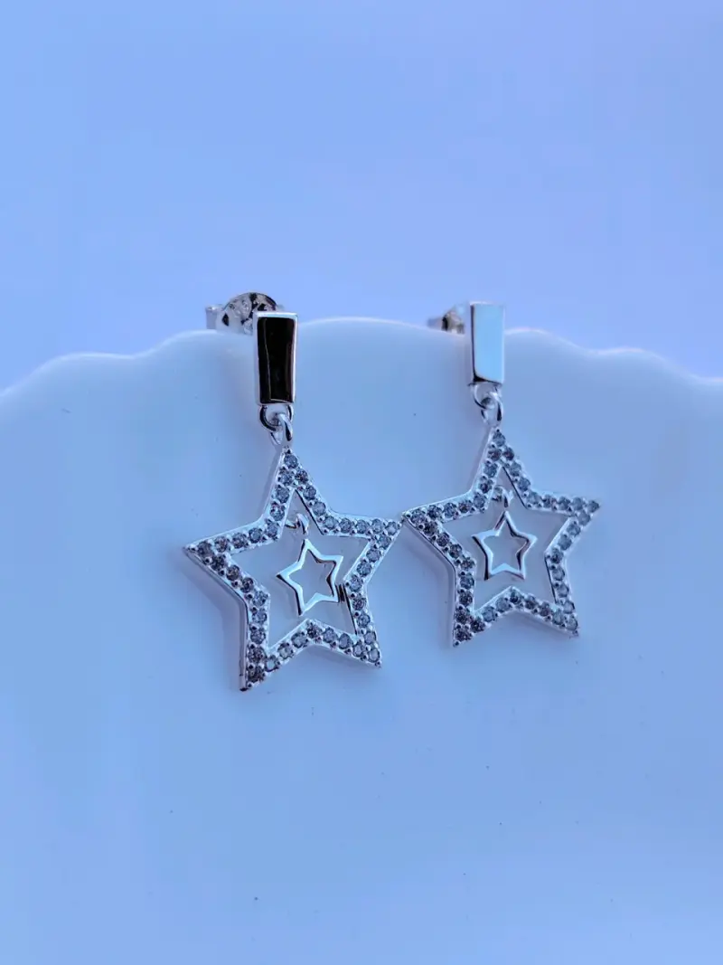 Aros de plata 925 diseño de estrella - 3
