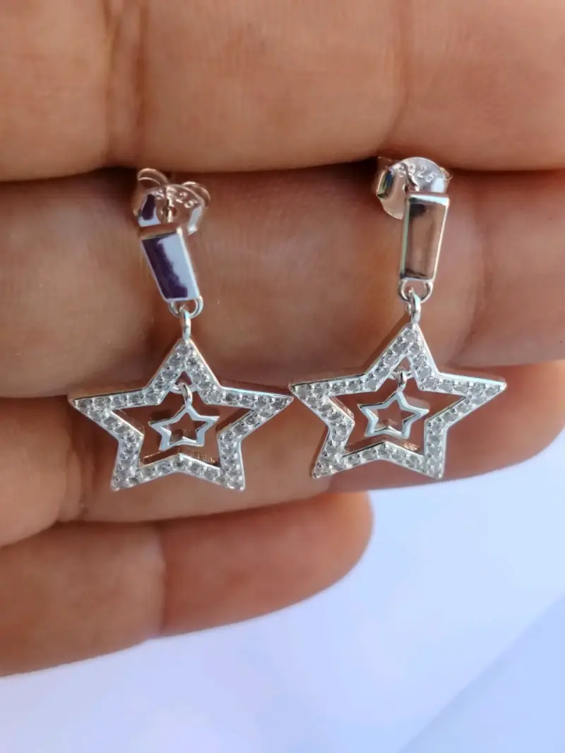 Aros de plata 925 diseño de estrella - 4