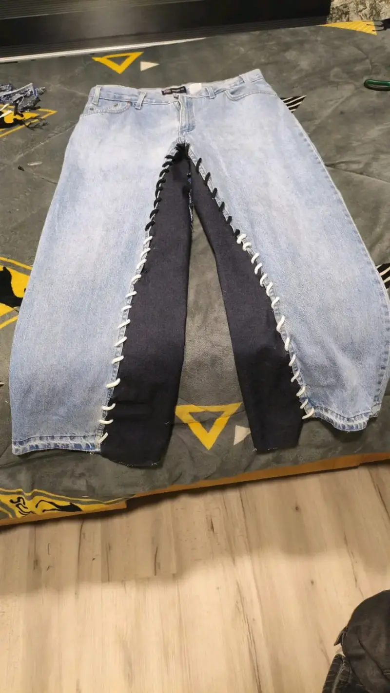 Jeans baggy costura