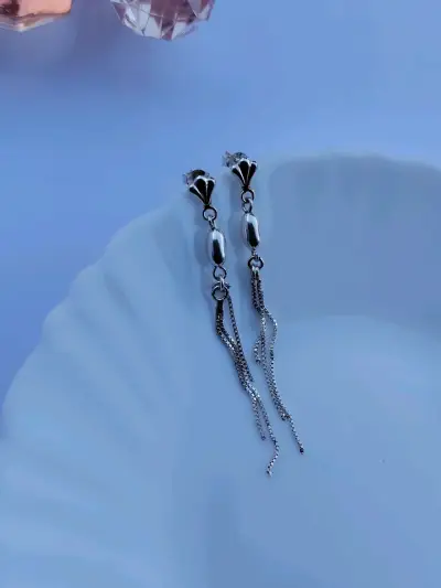 Aros largos de plata 925 elegantes - miniatura 1