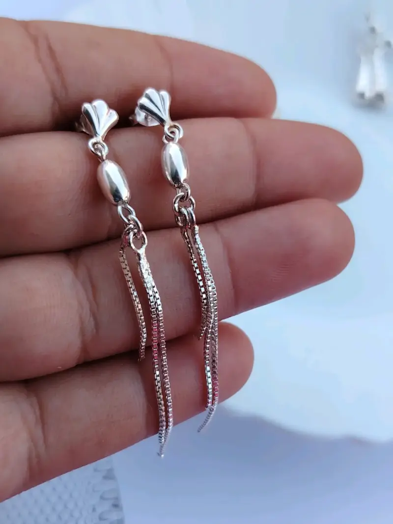 Aros largos de plata 925 elegantes - 2