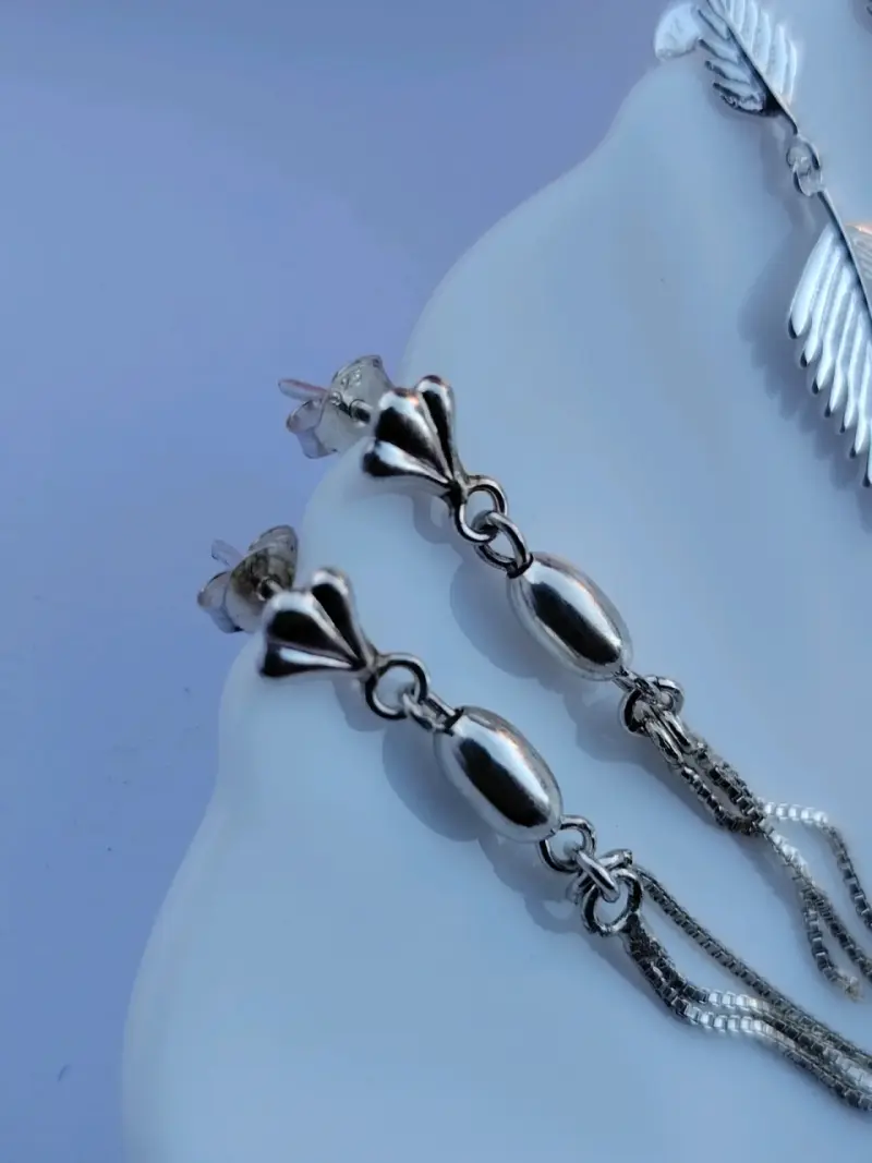 Aros largos de plata 925 elegantes - 3