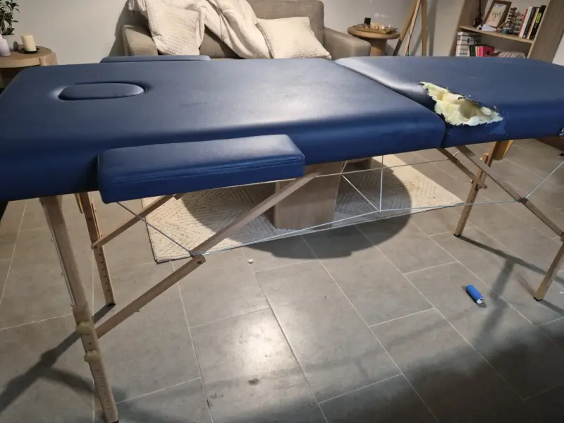 Camilla de masaje portátil azul de madera - 3