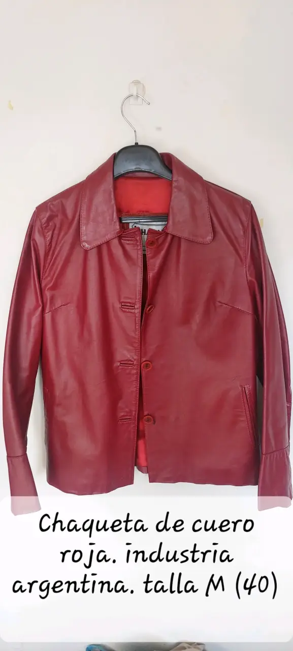 Chaqueta de cuero roja talla M