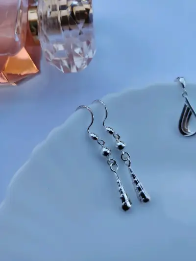 Aros colgantes de plata 925 elegantes - miniatura 1
