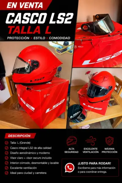 Casco integral LS2 rojo - miniatura 4