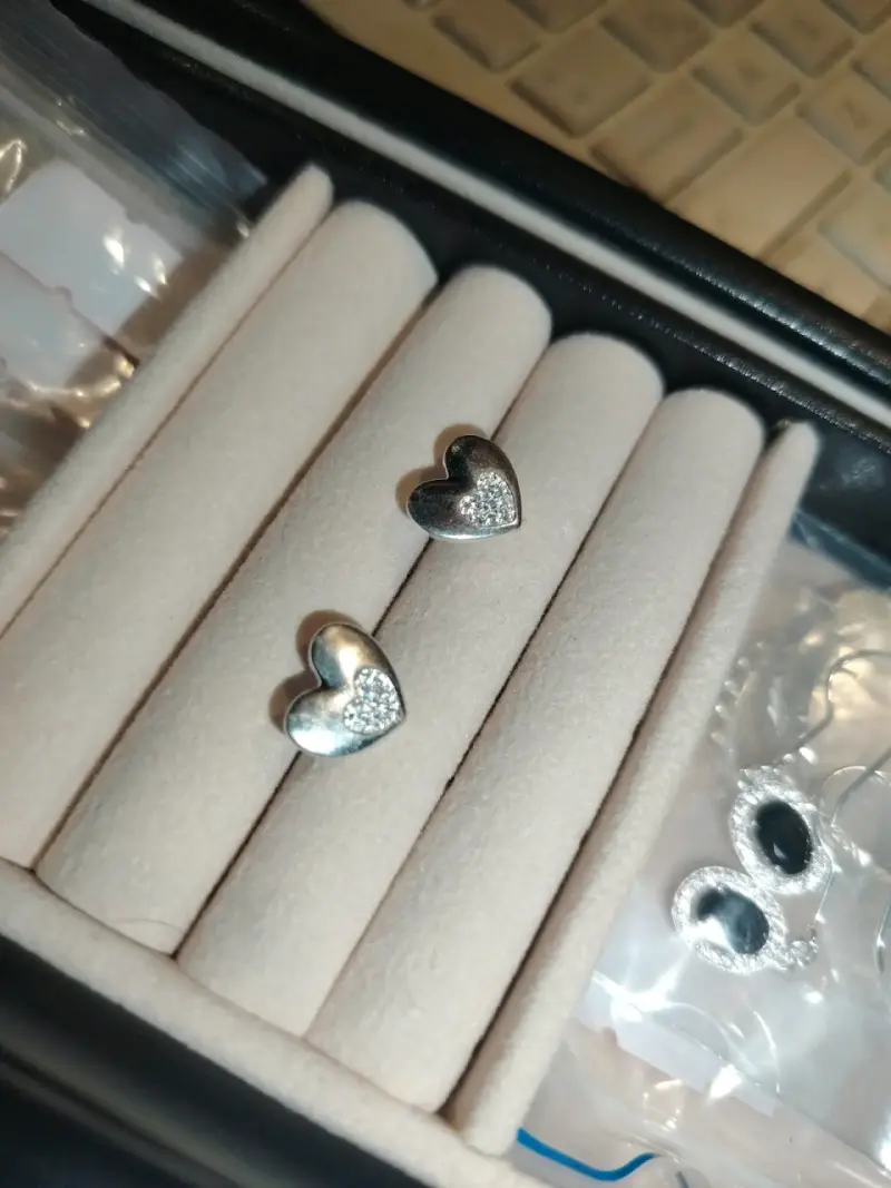 Aros de corazón en plata 925 con brillantes - 1