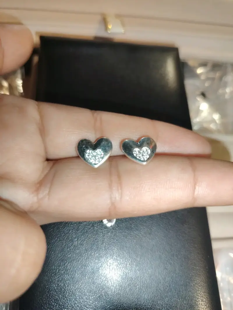 Aros de corazón en plata 925 con brillantes - 2