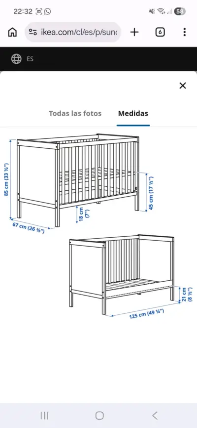 Cuna gris  Ikea - miniatura 3