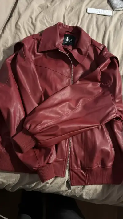 Chaqueta de cuero roja Maria Pombo - miniatura 1