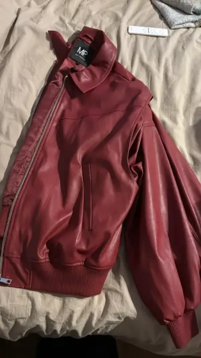 Chaqueta de cuero roja Maria Pombo - miniatura 3