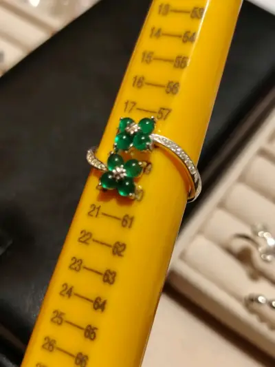 Anillo de plata 925 con diseño de flores verdes - miniatura 3