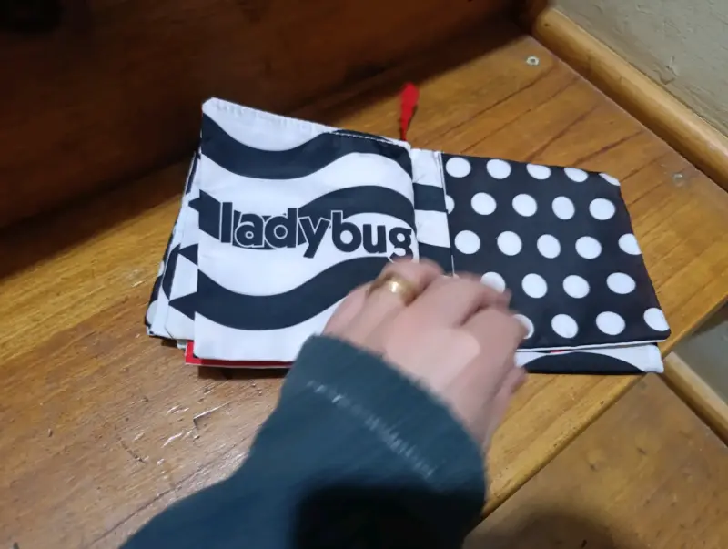 Libro de tela para bebé Sassy Peek-a-boo - 3