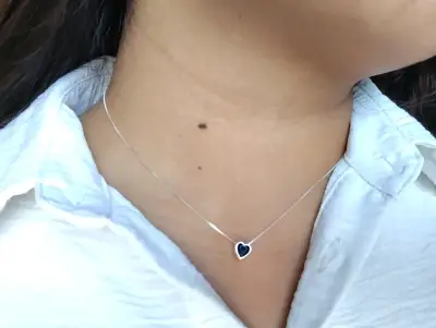 Collar de plata 925 con dije de corazón - miniatura 1