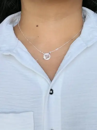 Collar de plata 925 con dije de planeta - miniatura 1
