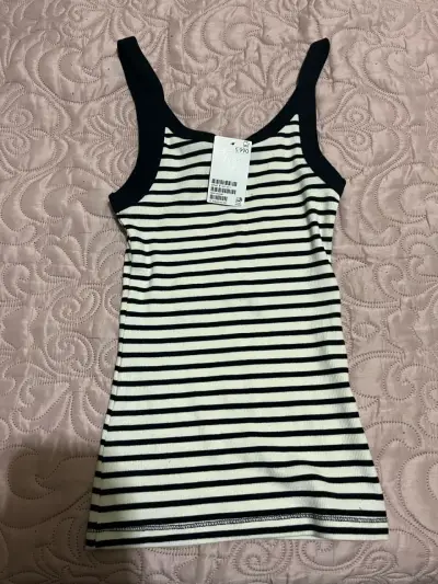 Polera de tirantes a rayas blanco y negro - miniatura 1