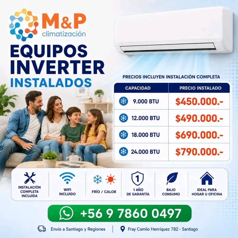 Aire acondicionado inverter 9,000 BTU instalado