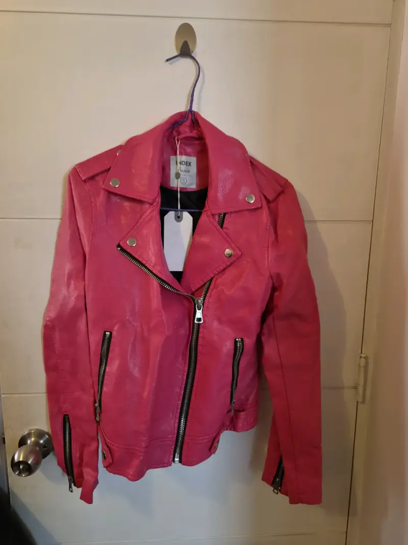 Chaqueta de cuero sintético rosa Index