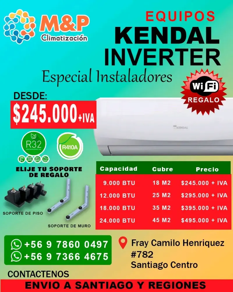 Aire acondicionado Kendal Inverter 9000 BTU