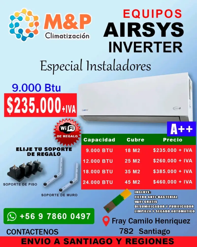Aire acondicionado Airsys Inverter 9000 BTU
