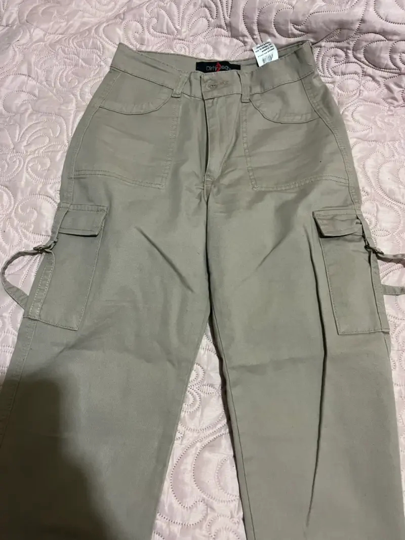 Pantalones cargo beige cargo para mujer - 1