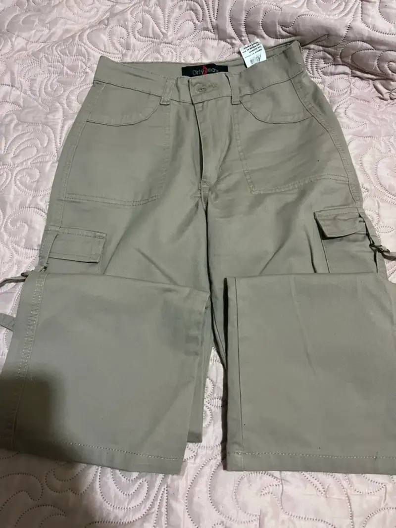 Pantalones cargo beige cargo para mujer - 2