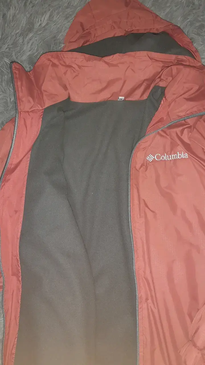 Chaqueta impermeable Columbia naranja con capucha - 3