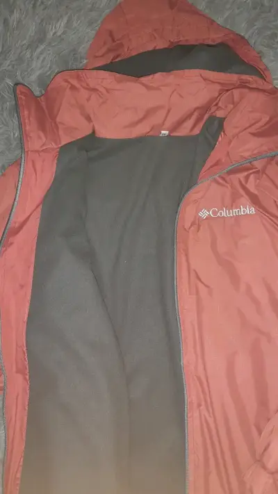 Chaqueta impermeable Columbia naranja con capucha - miniatura 3