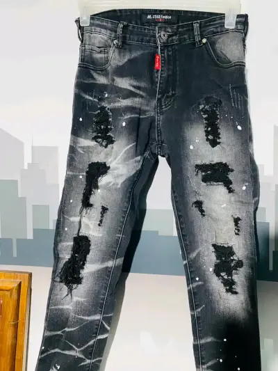 Jeans negros desgastados M. Star Fashion - miniatura 1