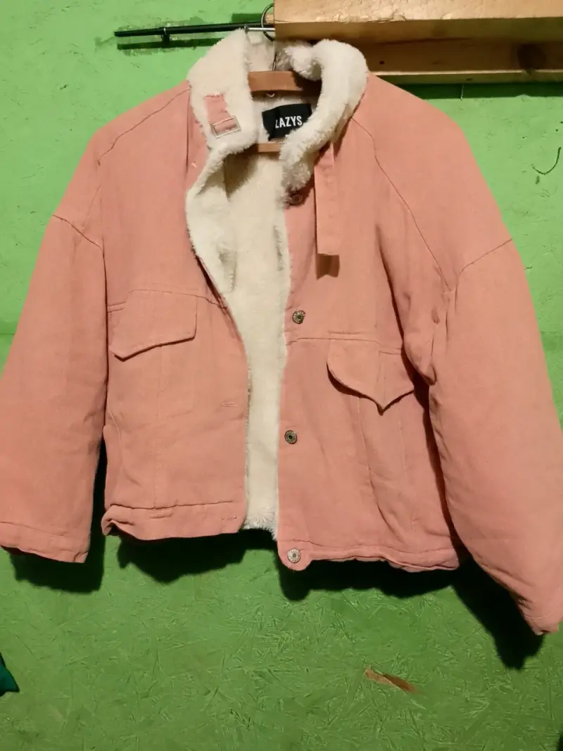 Chaqueta de invierno rosa con forro de lana - 1