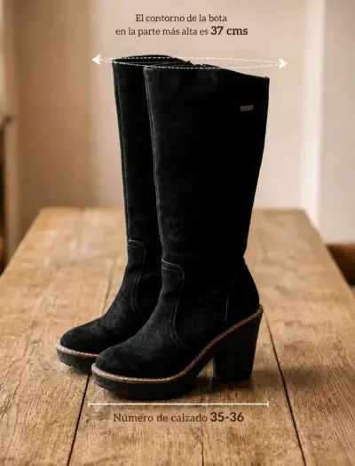 Botas negras de cuero (reno)talla 35-36 - miniatura 1
