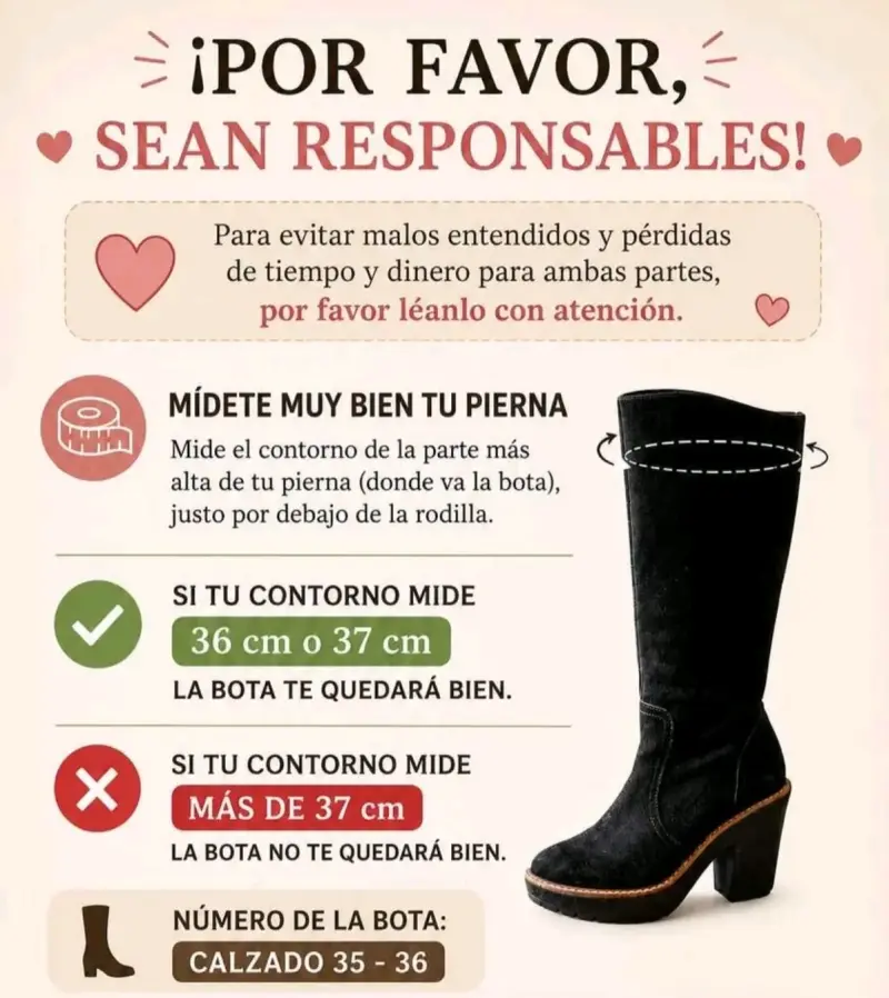 Botas negras de cuero (reno)talla 35-36 - 2