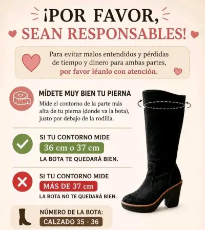 Botas negras de cuero (reno)talla 35-36 - miniatura 2