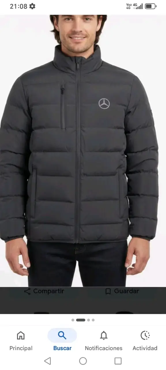 Chaqueta acolchada negra con logo