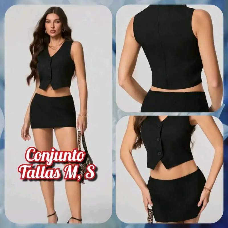 SHEIN Conjunto negro de dos piezas para mujer