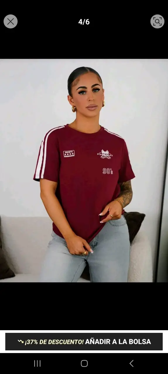 SHEIN Polera burdeos con diseño deportivo - 3