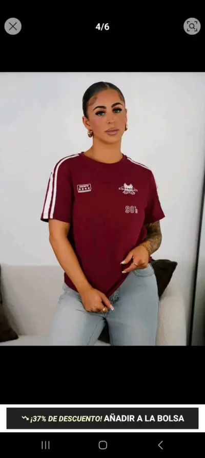 SHEIN Polera burdeos con diseño deportivo - miniatura 3
