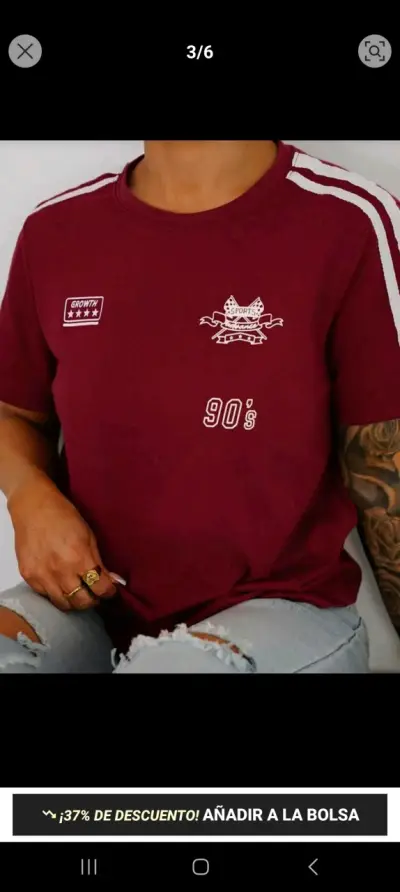 SHEIN Polera burdeos con diseño deportivo - miniatura 5