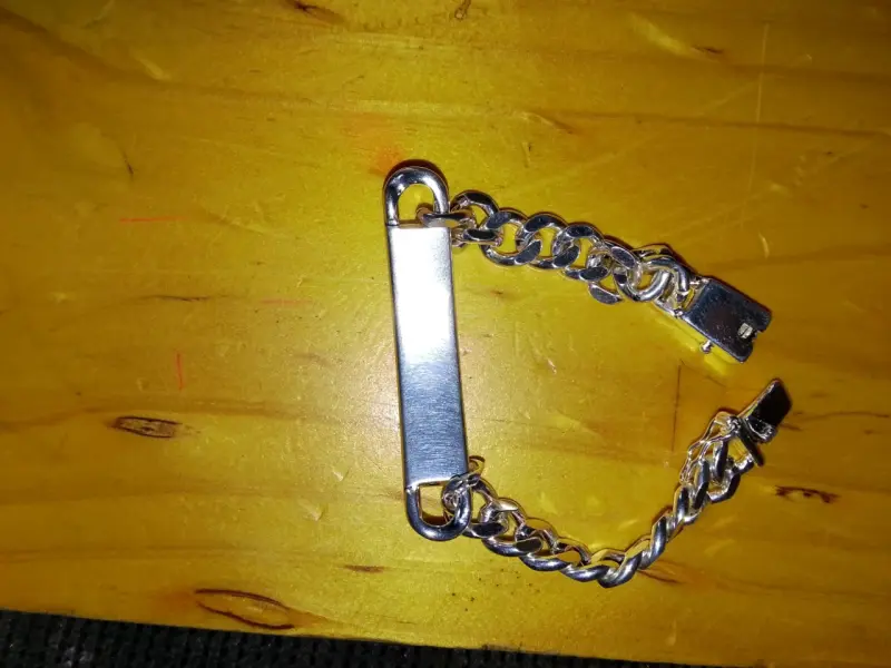 Pulsera de plata con placa grabable - 2