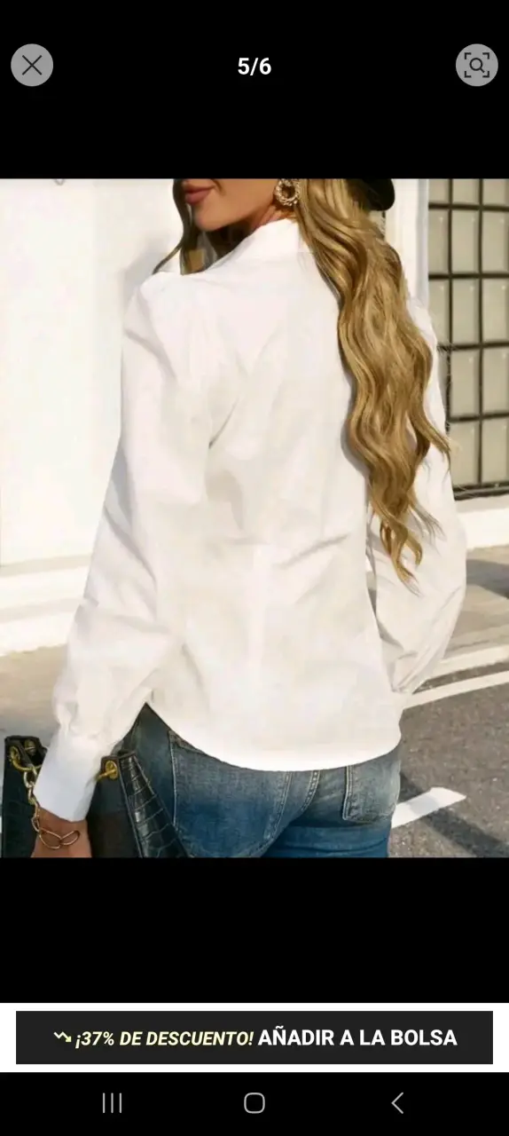 SHEIN Blusa blanca de manga larga elegante - 2